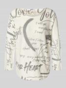 ZABAIONE Longsleeve mit 3/4- Arm und Statement-Print in Offwhite, Größ...