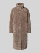 WHITE LABEL Regular Fit Mantel aus Teddyfell mit Stehkragen in Taupe, ...
