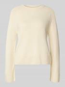 Lanius Cropped Wollpullover mit Rundhalsausschnitt in Ecru, Größe 34