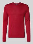 Christian Berg Men Regular Fit Longsleeve aus Merino-Mix in Rot Melang...