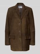 Jake*s Collection Lederjacke mit Reverskragen und Pattentaschen in Dun...