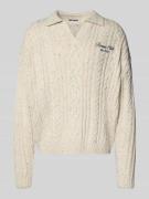 REVIEW Regular Fit Strickpullover mit Woll-Anteil in Ecru, Größe XXL