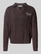 REVIEW Regular Fit Strickpullover mit Woll-Anteil in Dunkelbraun, Größ...