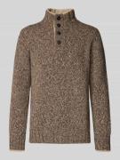 GRAN SASSO Strickpullover aus Schurwolle mit Troyer-Kragen in Dunkelbr...