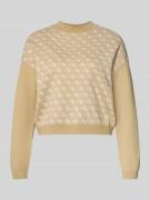 Guess Cropped Strickpullover mit Rundhalsausschnitt in Beige, Größe L