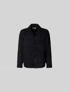 Officine Générale Hemdjacke aus echtem Ziegenleder in Dunkelblau, Größ...