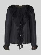 FREE/QUENT Regular Fit Bluse mit Rüschen Modell 'Ditte' in Black, Größ...