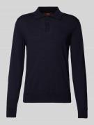 CRUNA Strickpolo mit Kentkragen in Marine, Größe 46