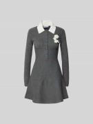 Self-Portrait Minikleid in Strick-Optik in Mittelgrau, Größe S
