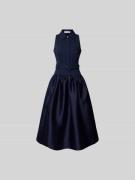 Self-Portrait Midikleid mit Gürtel in Marine, Größe XL