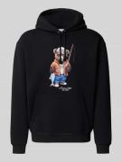 REVIEW Hoodie mit Känguru-Tasche in Black, Größe L