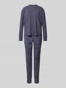 Schiesser Pyjama mit Rundhalsausschnitt in Blau, Größe 36