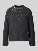 Marc Cain Strickpullover mit Ziersteinbesatz in Dunkelgrau, Größe 36