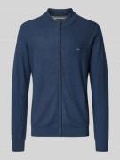 Fynch-Hatton Strickjacke mit Logo-Stitching in Jeansblau, Größe XL