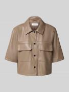 comma Blazer in Leder-Optik in Taupe, Größe 40