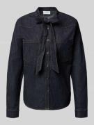 comma Regular Fit Jeansbluse mit Schleifen-Detail in Jeansblau, Größe ...