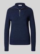 Christian Berg Woman Strickpullover mit Troyer-Kragen in Dunkelblau Me...
