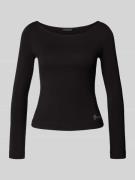Guess Longsleeve mit geripptem U-Boot-Ausschnitt in Black, Größe L