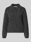 Gestuz Strickpullover mit Polokragen Modell 'alpha' in Anthrazit, Größ...