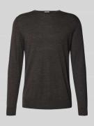 Profuomo Pullover aus Merinowolle mit Rundhalsausschnitt in Schoko, Gr...
