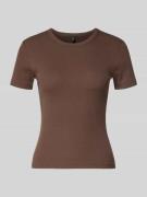 Only Slim Fit T-Shirt aus Baumwoll-Mix Modell 'VAL LIFE' in Schoko, Gr...