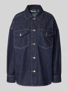 Gina Tricot Oversized Hemdbluse in Denim-Optik in Jeansblau, Größe L