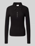 Gestuz Longsleeve mit Polokragen Modell 'drew' in Black, Größe M