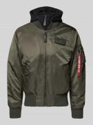 Alpha Industries Bomberjacke mit Kapuze und Label-Stitching in Dunkelg...