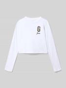 Guess Cropped Longsleeve mit Logo-Stitching in Weiss, Größe 128