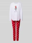 LOUIS & LOUISA Pyjama mit Motiv-Print in Rot, Größe XS