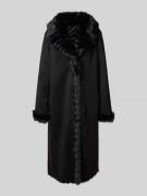 PETITE M. Mantel mit Kunstfellbesatz in Black, Größe 34