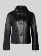 Marc Cain Lederjacke mit Pattentaschen in Black, Größe 36
