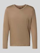 Schiesser Regular Fit Longsleeve mit V-Ausschnitt in Beige, Größe 48