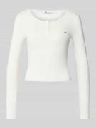 Tommy Jeans Longsleeve Henley-Shirt mit Rippstruktur in Offwhite, Größ...