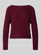 Oui Regular Fit Pullover in Strick-Optik in Bordeaux, Größe 38