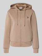 Guess Activewear Sweatjacke mit Label-Applikation in Taupe, Größe XS