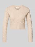 ANOTHER COTTON LAB Cropped Strickpullover mit Zofpmuster in Beige, Grö...