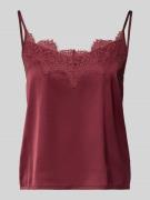 Jake*s Casual Trägertop aus Satin mit Spitzenbesatz in Bordeaux, Größe...