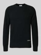 Les Deux Strickpullover mit gerippten Abschlüssen in Black, Größe L