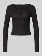 Tommy Jeans Longsleeve Henley-Shirt mit Rippstruktur in Black, Größe X...
