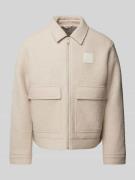 Calvin Klein Jeans Wolljacke mit Label-Patch in Offwhite, Größe XXL
