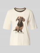 Marc Cain T-Shirt mit Motiv-Print in Ecru, Größe 34