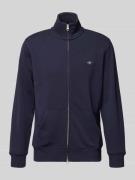 Gant Sweatjacke mit Label-Stitching in Marine, Größe L