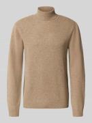 Casual Friday Strickpullover mit Rollkragen in Camel Melange, Größe M