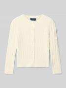 Polo Ralph Lauren Teens Strickjacke mit Knopfleiste in Ecru, Größe L
