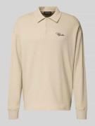 Pegador Poloshirt mit Label-Stitching in Ecru, Größe L