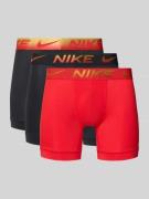 Nike Boxershorts mit elastischem Logo-Bund im 3er-Pack in Rot, Größe S