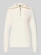 Stefanel Strickpullover mit Rollkragen und Reißverschluss in Offwhite,...