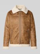 MCNEAL Regular Fit Jacke mit Kunstfellkragen in Leder-Optik in Cognac,...
