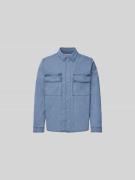 Wood Wood Regular Fit Freizeithemd mit Brusttasche in Blau, Größe L